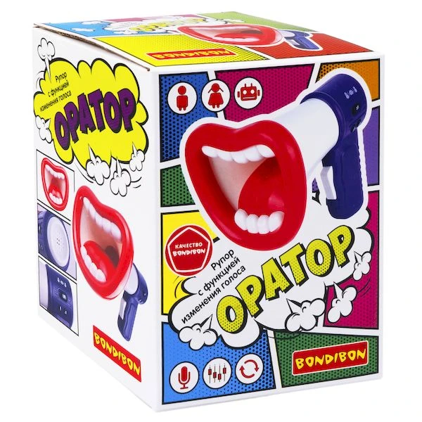 Рупор "Оратор" Bondibon функция изменения голоса, фиолетовый Рупор "Оратор" Bondibon функция изменения голоса, фиолетовый