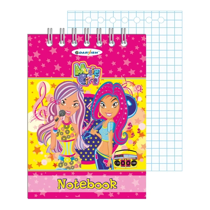 Блокнот 7*10см 60л "Музыкальные девочки" на гребне плотность 55гр/м2