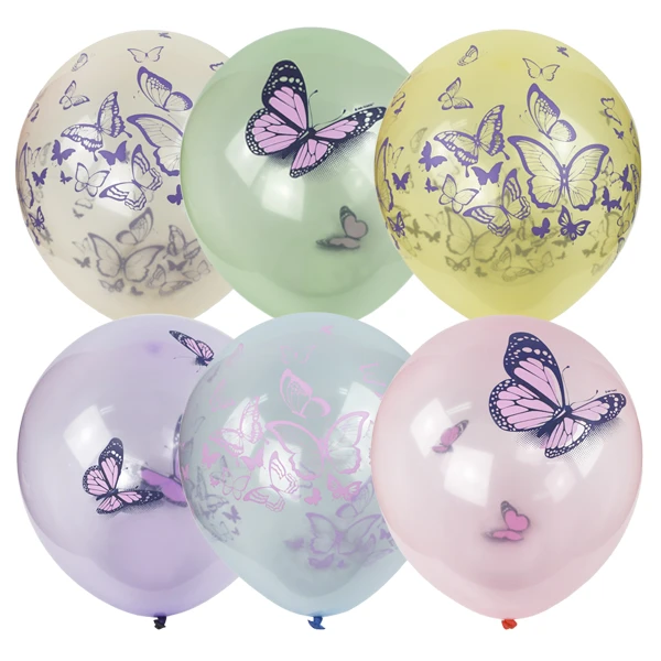 12"/30см Кристалл Bubble ассорти рис Бабочки 25шт 12"/30см Кристалл Bubble ассорти рис Бабочки 25шт