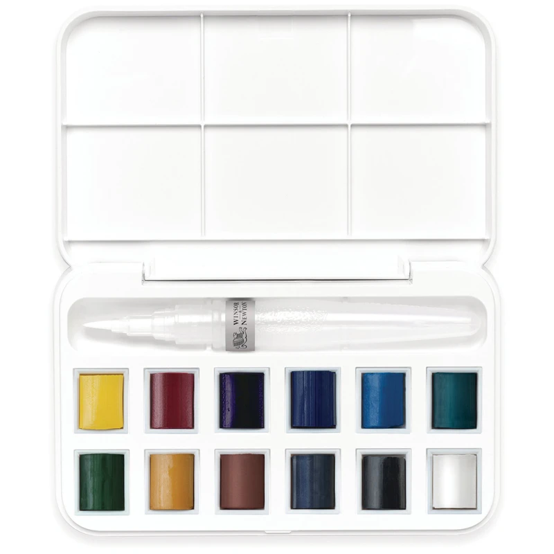 Акварель Winsor&Newton "Cotman", 12 мал. кюв., + кисть с