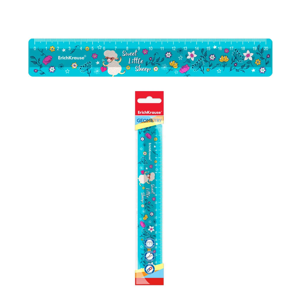 Линейка пластиковая ErichKrause® Flower Sheep, 20см, во флоупаке