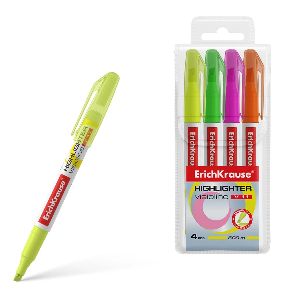 Текстмаркер ErichKrause® Visioline V-11, цвет чернил: желтый, розовый, Текстмаркер ErichKrause® Visioline V-11, цвет чернил: желтый, розовый,