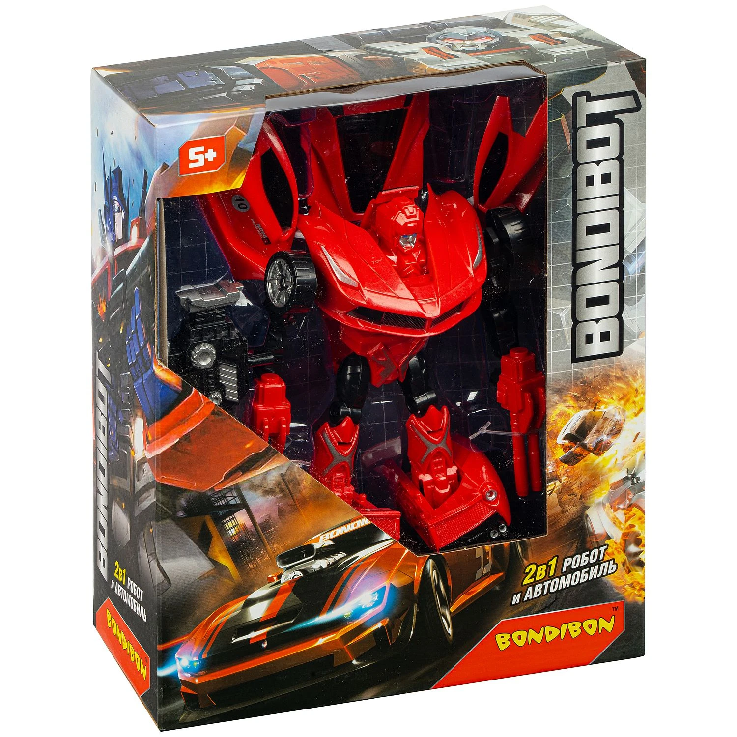 Трансформер 2в1 BONDIBOT робот и автомобиль, Bondibon, цвет красный, арт.HF7377A