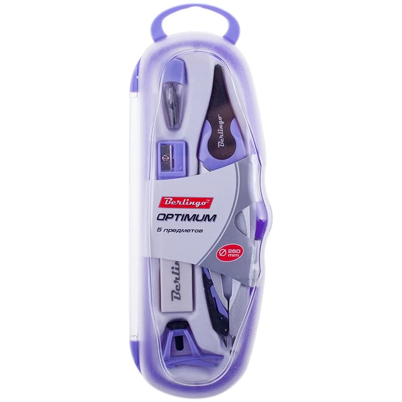 Готовальня Berlingo "Optimum" 5 предметов, циркуль 135мм, пластиковый Готовальня Berlingo "Optimum" 5 предметов, циркуль 135мм, пластиковый