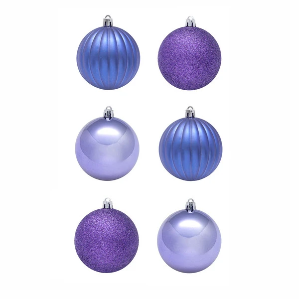 Новогодний шар искра/дольки/блест.7см.6шт.в серебр.кор.1 цвет