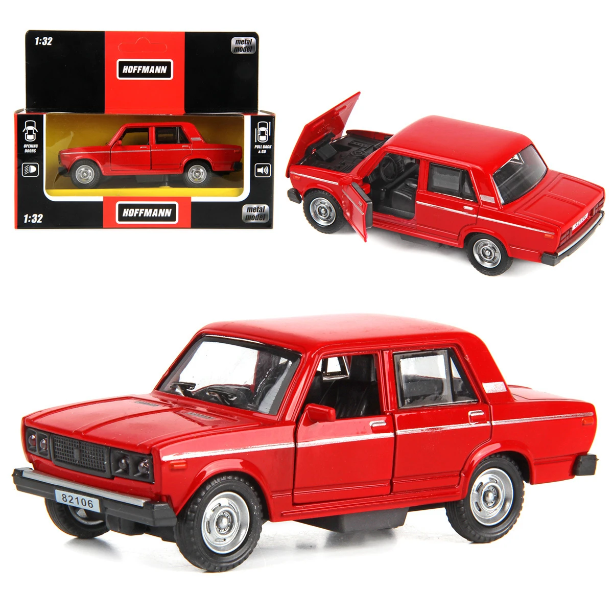 Машина металлическая РОССИЙСКИЙ АВТОПРОМ-6R 1:32, звук/свет, двери и капот