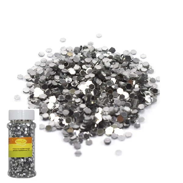 Блестки конфетти для декора серебряные 70г