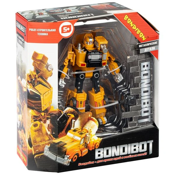 Трансформер 2в1 BONDIBOT робот-строительная техника (самосвал), метал. детали,