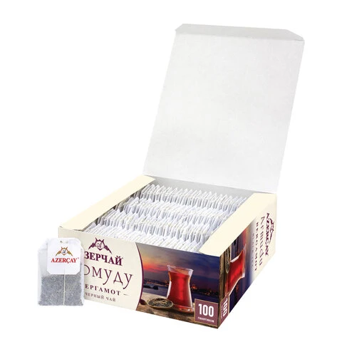 Чай АЗЕРЧАЙ "Армуду" черный с бергамотом, 100 пакетиков с ярлычками по Чай АЗЕРЧАЙ "Армуду" черный с бергамотом, 100 пакетиков с ярлычками по