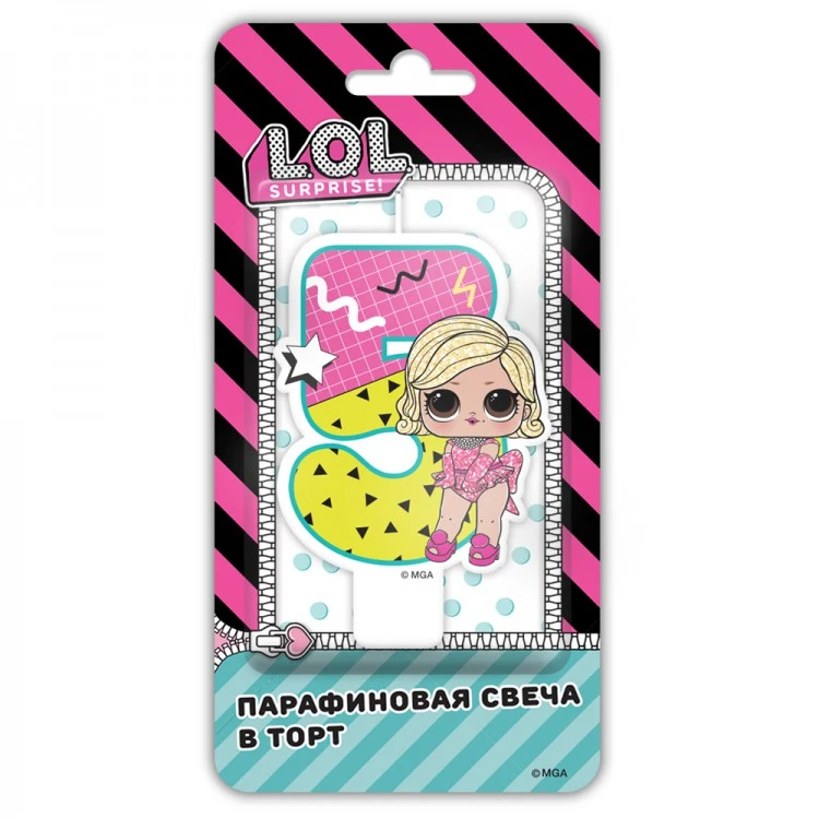LOL. Парафиновая свеча в торт (цифра 5 с героем) в блистере