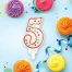 Свеча-цифра для торта "5" ДВУСТОРОННЯЯ с конфетти, 8,5 см, ЗОЛОТАЯ