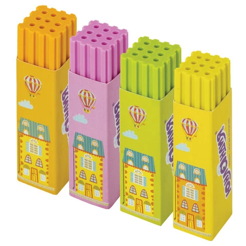Ластик ЮНЛАНДИЯ "Башенки", 64х15х15 мм, ассорти, термопластичная