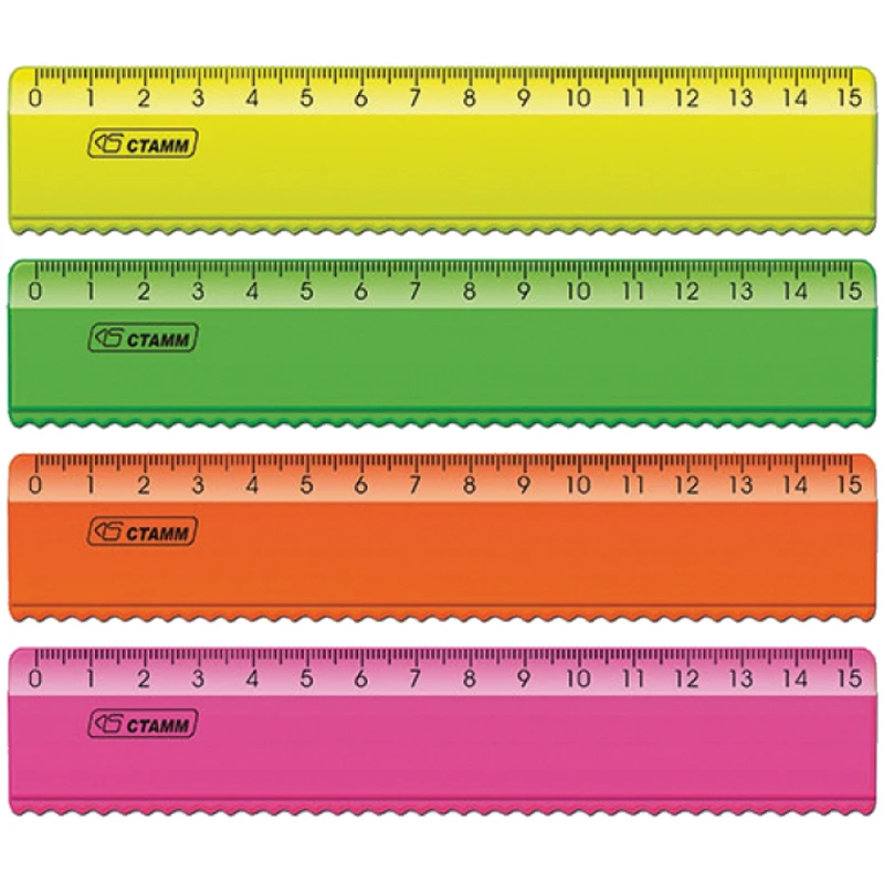 Линейка 15см Стамм "Neon" пластиковая, с волнистым краем, ассорти Линейка 15см Стамм "Neon" пластиковая, с волнистым краем, ассорти