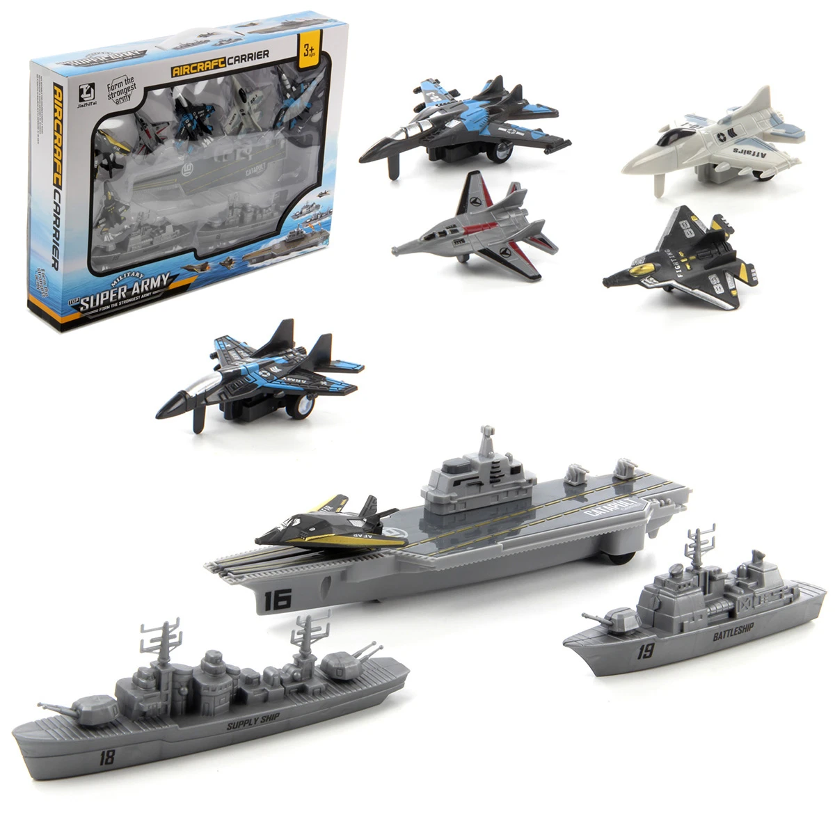 Игровой набор Военный корабли и самолеты, 39х6,5х28, коробка Игровой набор Военный корабли и самолеты, 39х6,5х28, коробка