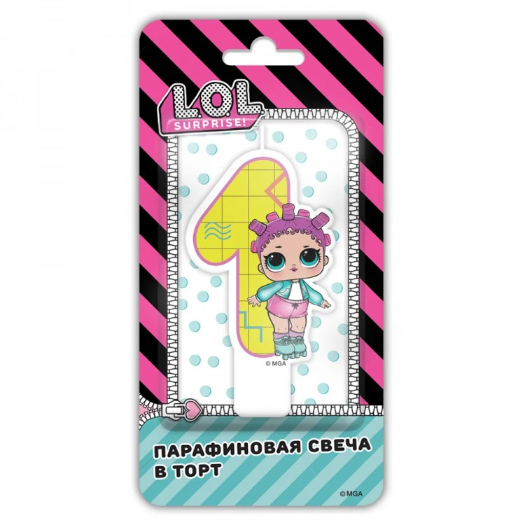 LOL. Парафиновая свеча в торт (цифра 1 с героем) в блистере