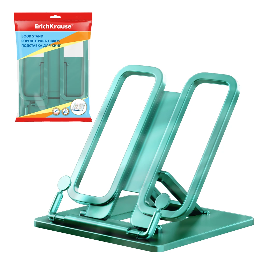 Подставка для книг пластиковая ErichKrause® Base, Ice Metallic, бирюзовая Подставка для книг пластиковая ErichKrause® Base, Ice Metallic, бирюзовая