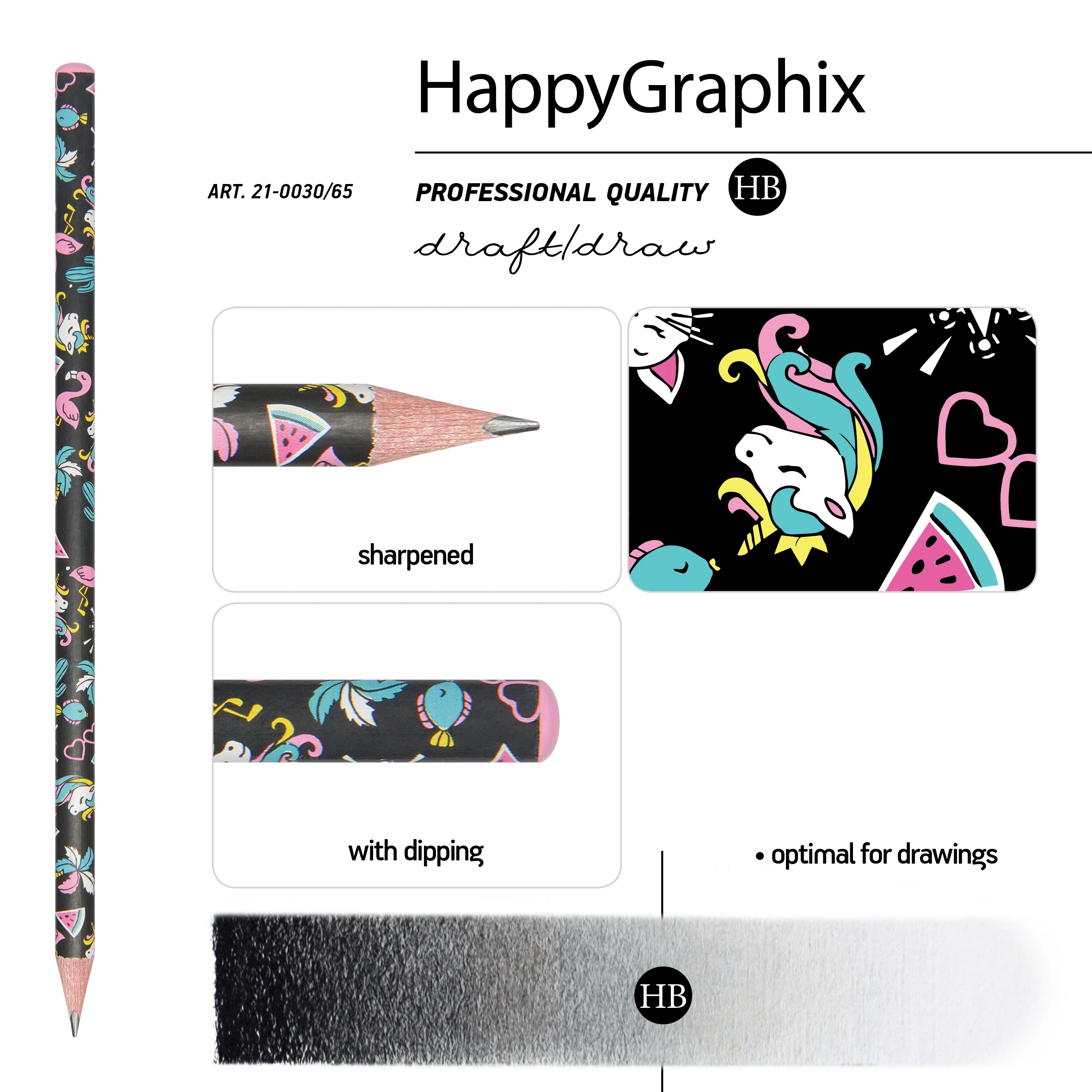 КАРАНДАШ ЧЕРНОГРАФИТОВЫЙ "HappyGraphix. Сказочные животные.