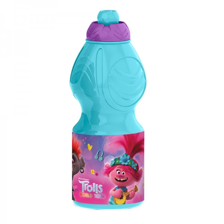 Бутылка пластиковая (спортивная, фигурная, 400 мл). Тролли 2. Мировое турне