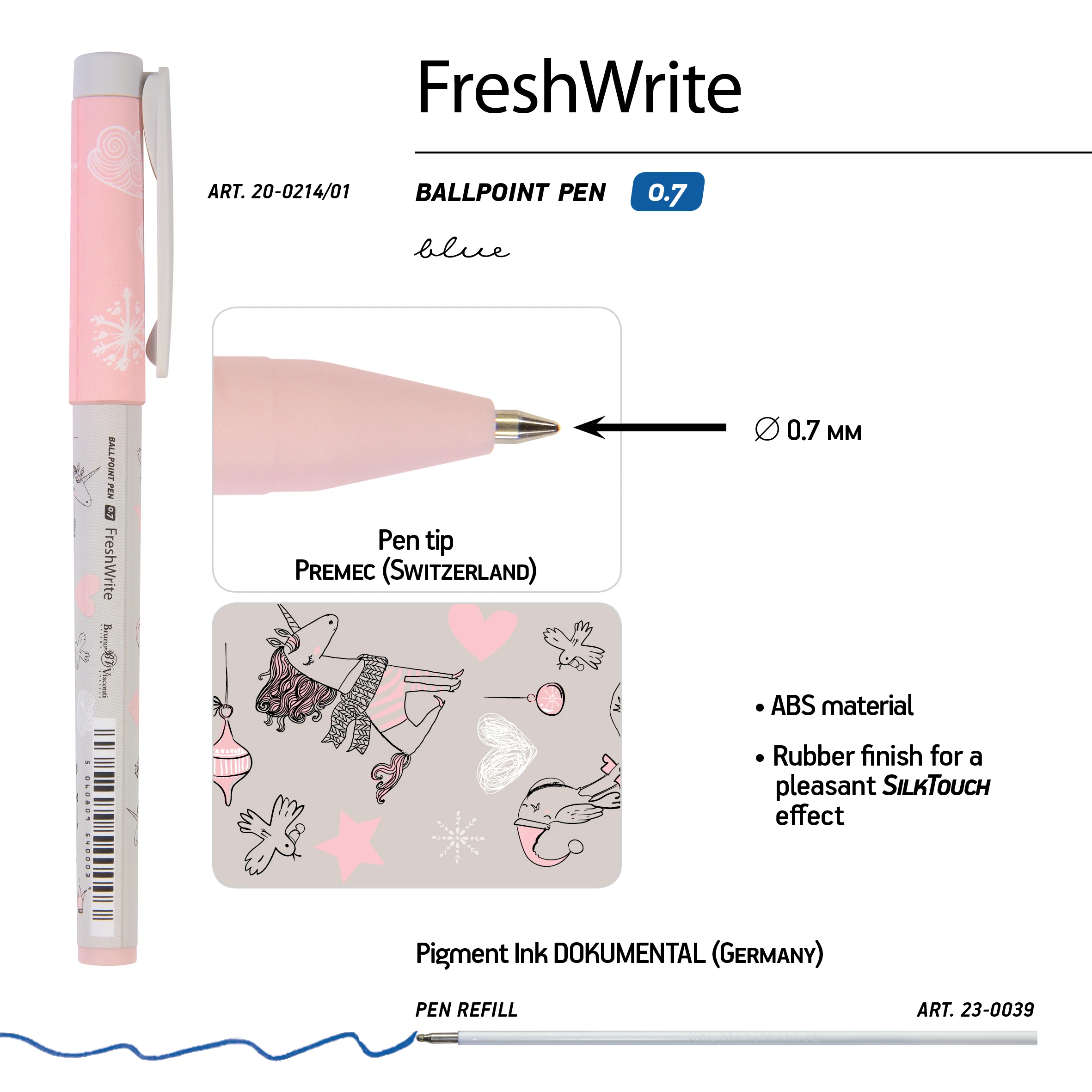 РУЧКА "FreshWrite. Девочка и Единорог. Сердечки" ШАРИКОВАЯ 0.7 ММ, РУЧКА "FreshWrite. Девочка и Единорог. Сердечки" ШАРИКОВАЯ 0.7 ММ,