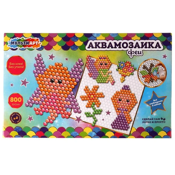 Набор для детского творчества аквамозаика 800 бусин, феи MultiArt