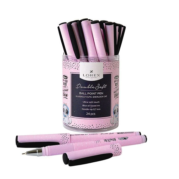 Ручка масляная LOREX ILLEGALLY CUTE.SHERLOCK CAT серия Double Soft 0,70 мм
