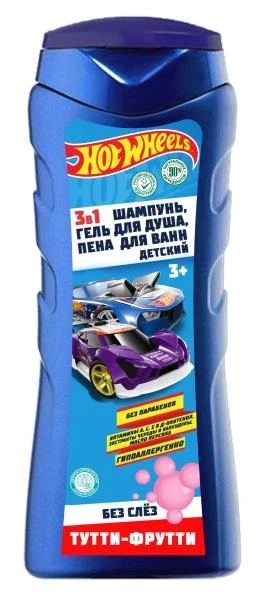 Детский шампунь-гель-пена ХОТ ВИЛС "тутти-фрутти"250мл экстрак череды