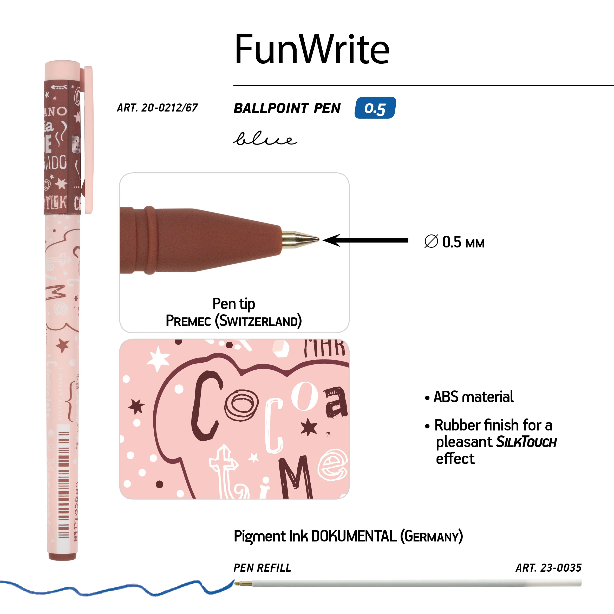 РУЧКА "FunWrite. Coffee Time. Глясе" ШАРИКОВАЯ, 0.5 ММ, СИНЯЯ РУЧКА "FunWrite. Coffee Time. Глясе" ШАРИКОВАЯ, 0.5 ММ, СИНЯЯ