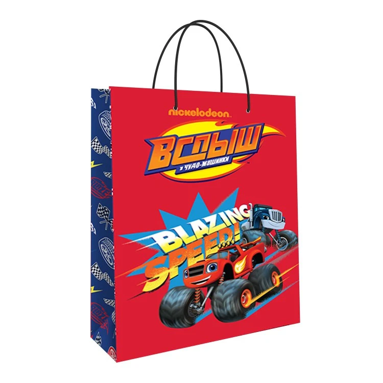 Пакет подарочный большой Вспыш и Чудо-машинки (красный), 250*350*100 мм.