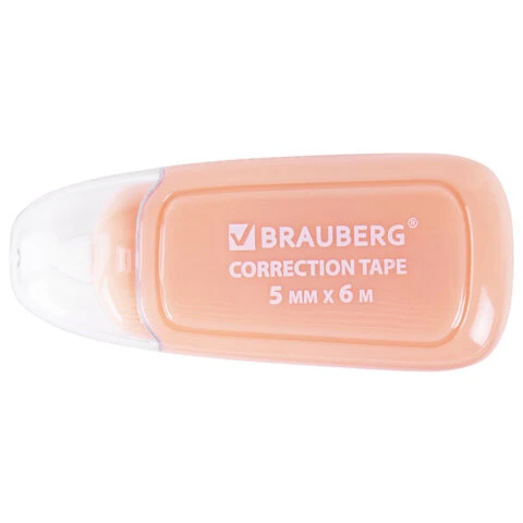 Корректирующая лента BRAUBERG COMPACT PLUS PASTEL, 5 мм х 6 м, корпус ассорти,