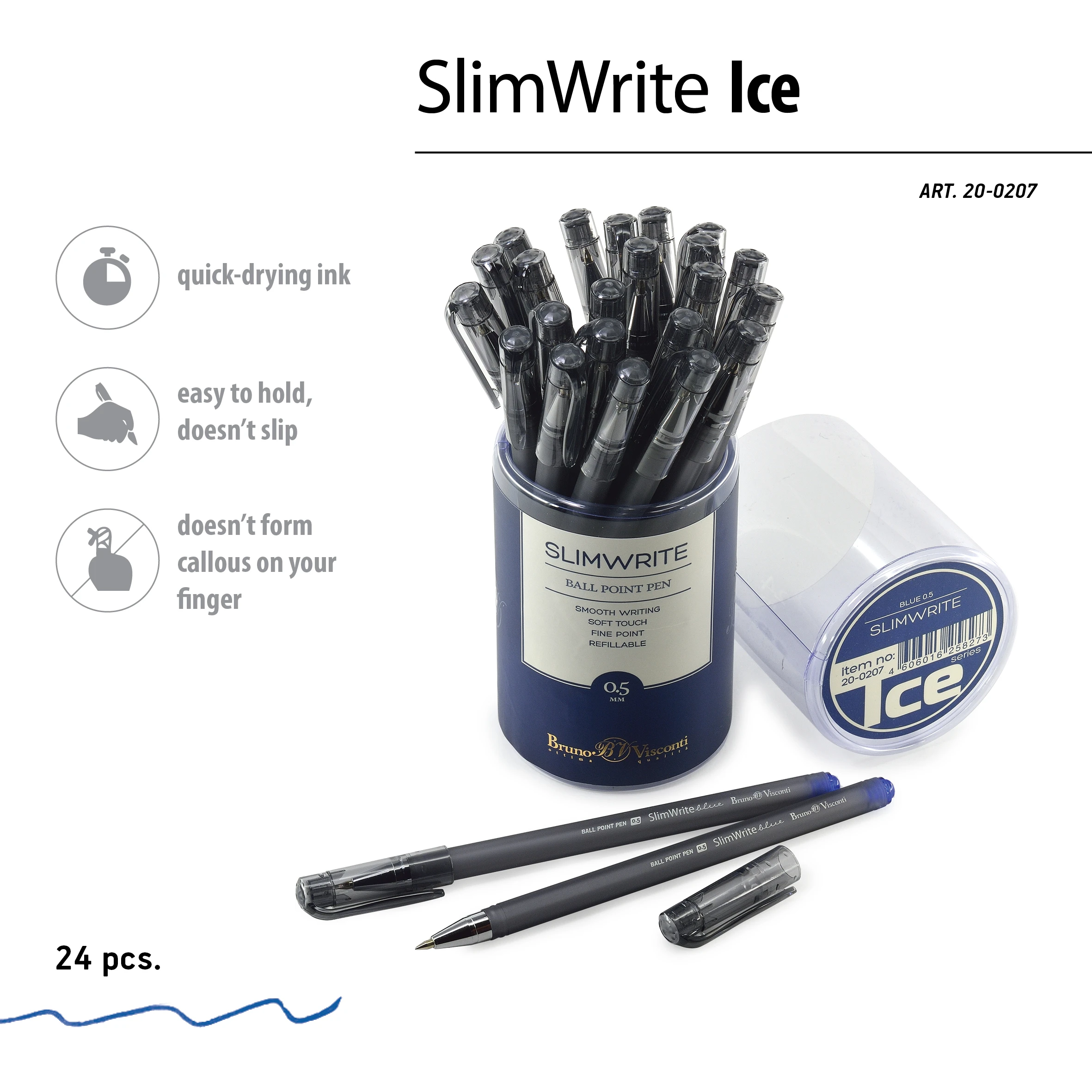 РУЧКА "SlimWrite Ice" ШАРИКОВАЯ 0.5 ММ, СИНЯЯ РУЧКА "SlimWrite Ice" ШАРИКОВАЯ 0.5 ММ, СИНЯЯ