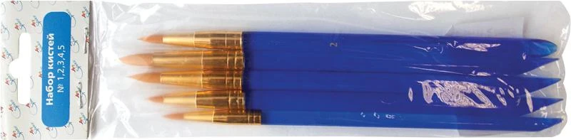 Набор кистей 5 шт., Синтетика, круглые, № 1, 2, 3, 4, 5, европодвес: SB1-5_2386