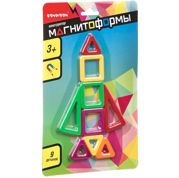 Магнитный конструктор МАГНИТОФОРМЫ Bondibon, набор 9 мини-дет., CRD 25х16 см. Магнитный конструктор МАГНИТОФОРМЫ Bondibon, набор 9 мини-дет., CRD 25х16 см.