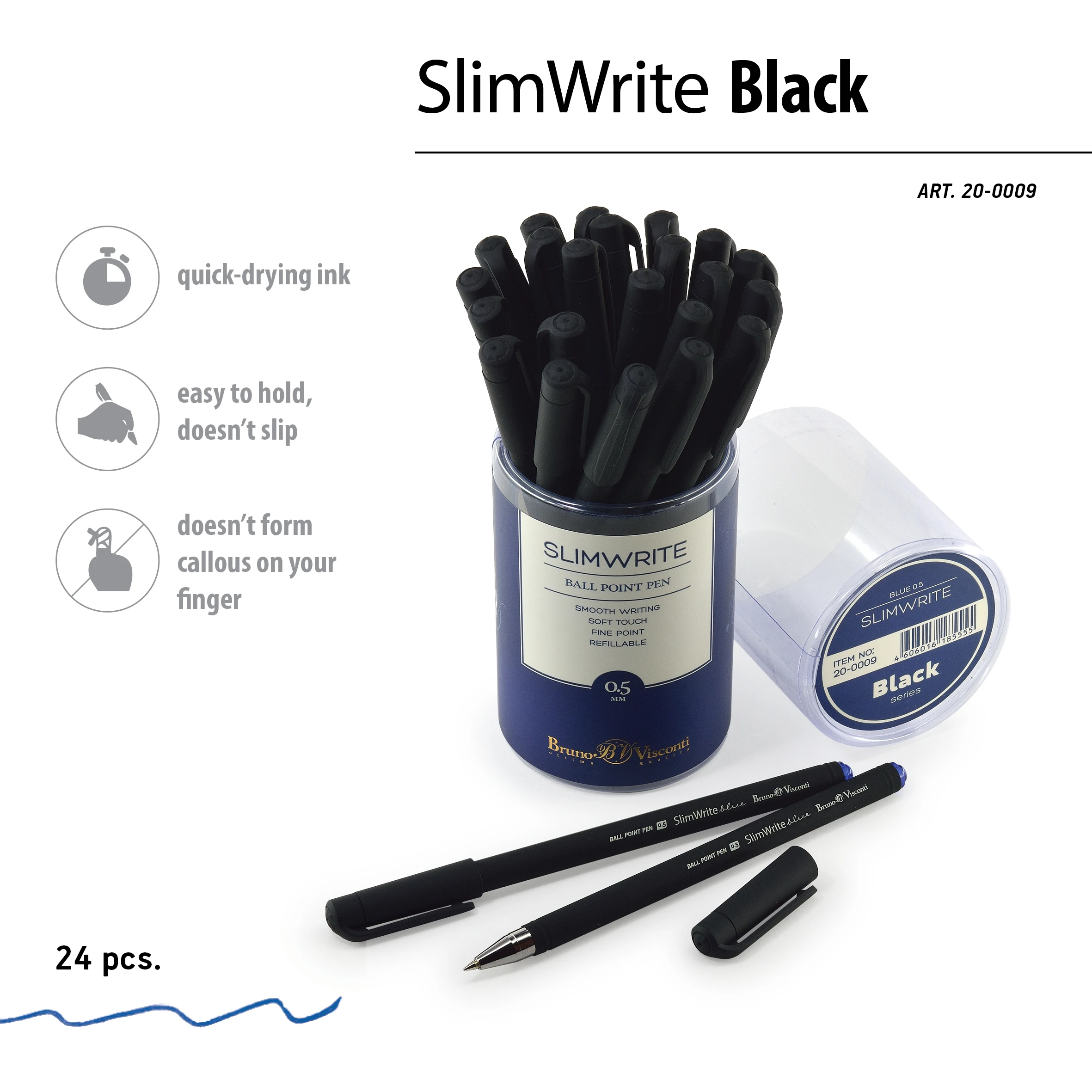 РУЧКА "SlimWrite.BLACK" ШАРИКОВАЯ 0.5 ММ, СИНЯЯ РУЧКА "SlimWrite.BLACK" ШАРИКОВАЯ 0.5 ММ, СИНЯЯ