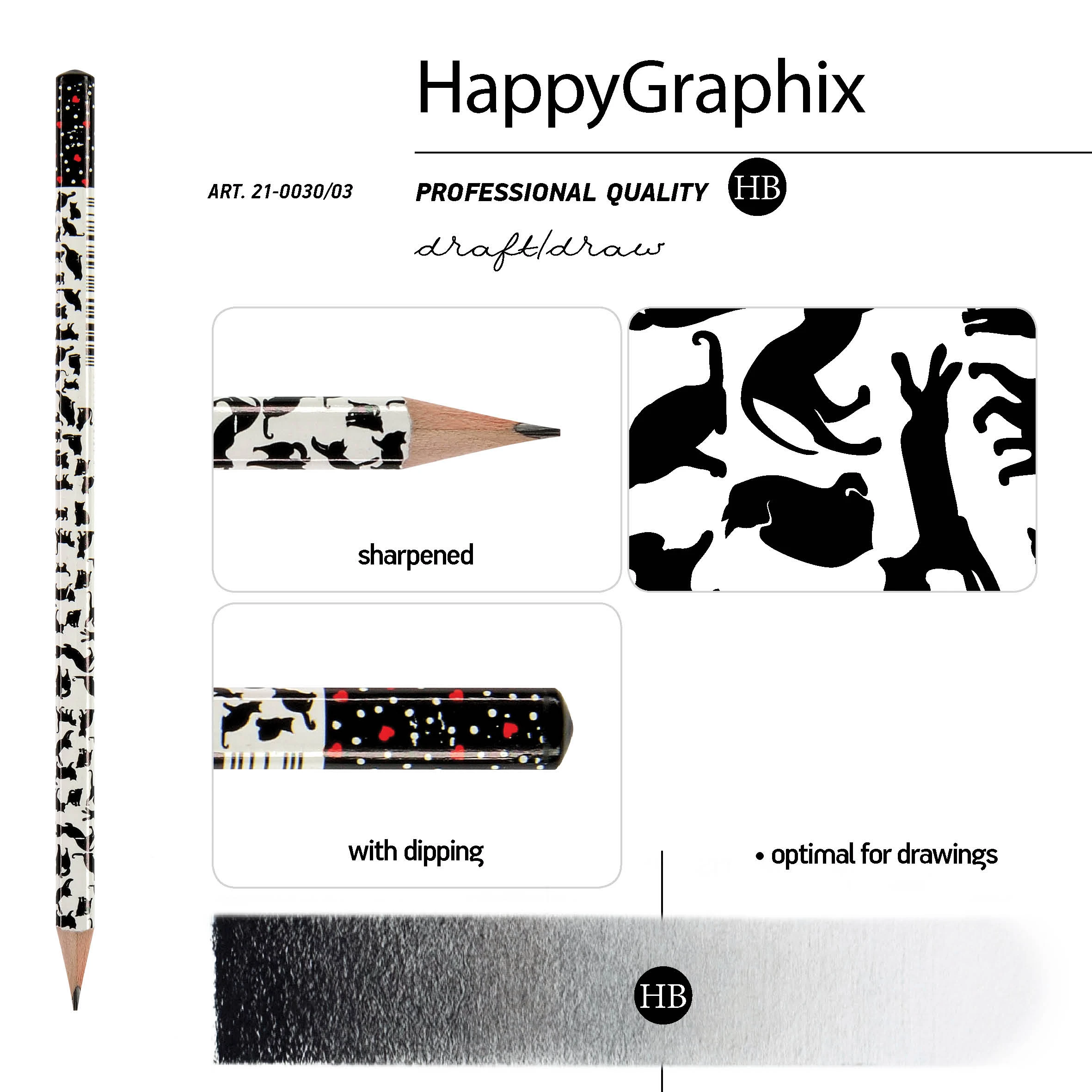 КАРАНДАШ ЧЕРНОГРАФИТОВЫЙ "HappyGraphix" КОШКИ-СЕРДЕЧКИ НВ КАРАНДАШ ЧЕРНОГРАФИТОВЫЙ "HappyGraphix" КОШКИ-СЕРДЕЧКИ НВ