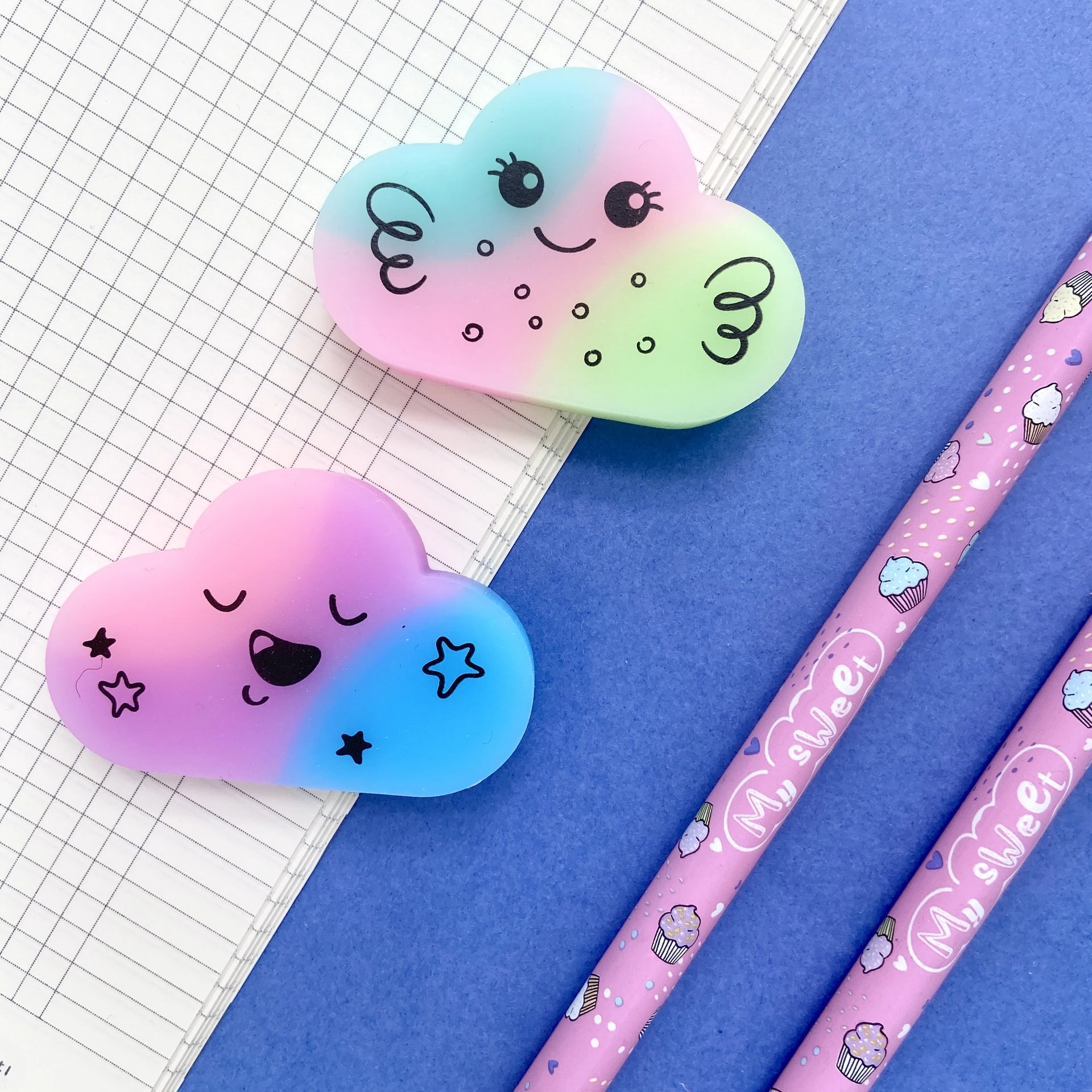 ЛАСТИК "HappyGraphix. Радужные облачка", 4 цвета ЛАСТИК "HappyGraphix. Радужные облачка", 4 цвета