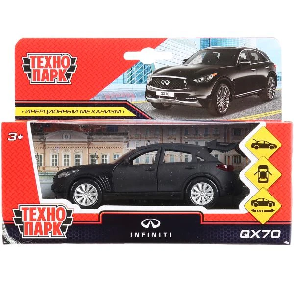 Машина металл INFINITI QX70 МАТОВЫЙ 12 см, двери, багаж, инер, черный, Технопарк