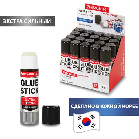 Клей-карандаш BRAUBERG ULTRA STRONG, УСИЛЕННАЯ ФОРМУЛА, 15 г, ЮЖНАЯ КОРЕЯ, Клей-карандаш BRAUBERG ULTRA STRONG, УСИЛЕННАЯ ФОРМУЛА, 15 г, ЮЖНАЯ КОРЕЯ,