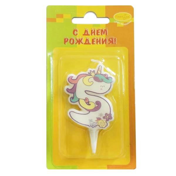 Свеча Цифра 5 Единорог 5см