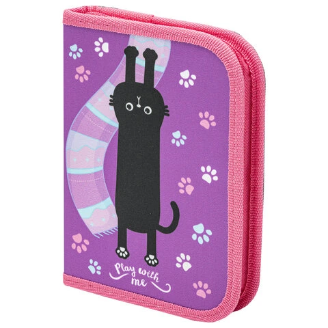 Пенал ПИФАГОР, 1 отделение, полиэстер, 19х13 см, "Black cat", 271010 Пенал ПИФАГОР, 1 отделение, полиэстер, 19х13 см, "Black cat", 271010