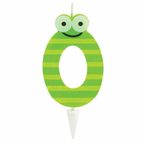 Свеча-цифра для торта "0" "С глазками", 6 см, ЗОЛОТАЯ