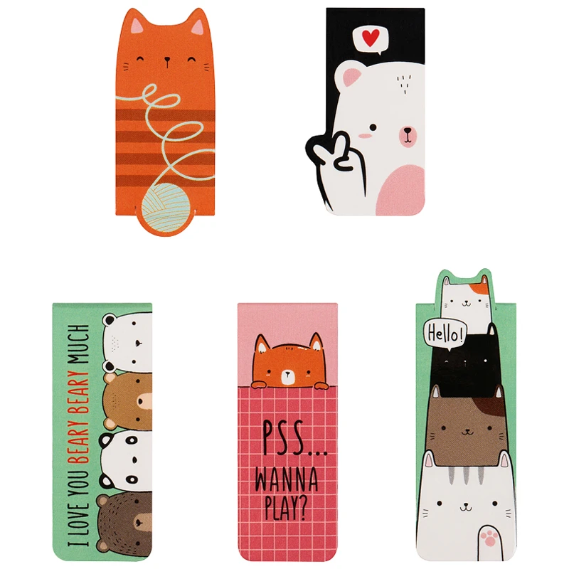 Закладки магнитные для книг, 5шт., MESHU "Beary beary"