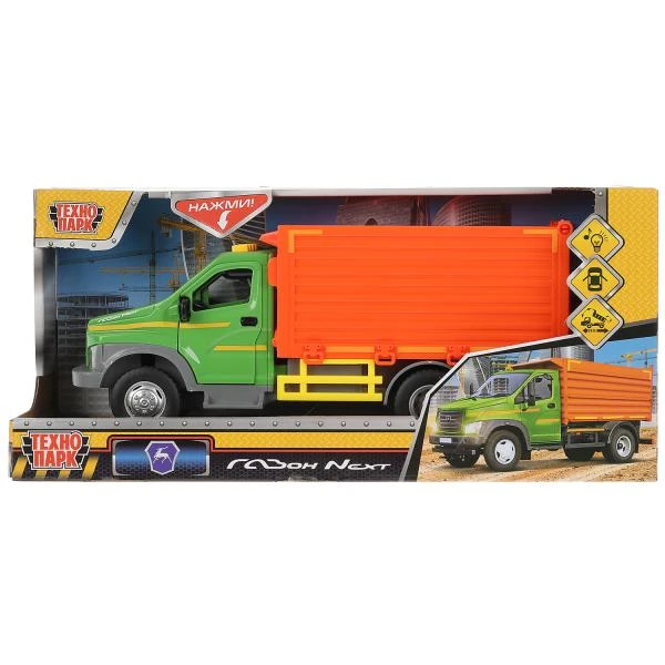 Машина пластик свет-звук ГАЗОН NEXT САМОСВАЛ 22 см, двер, кузов, зелен,