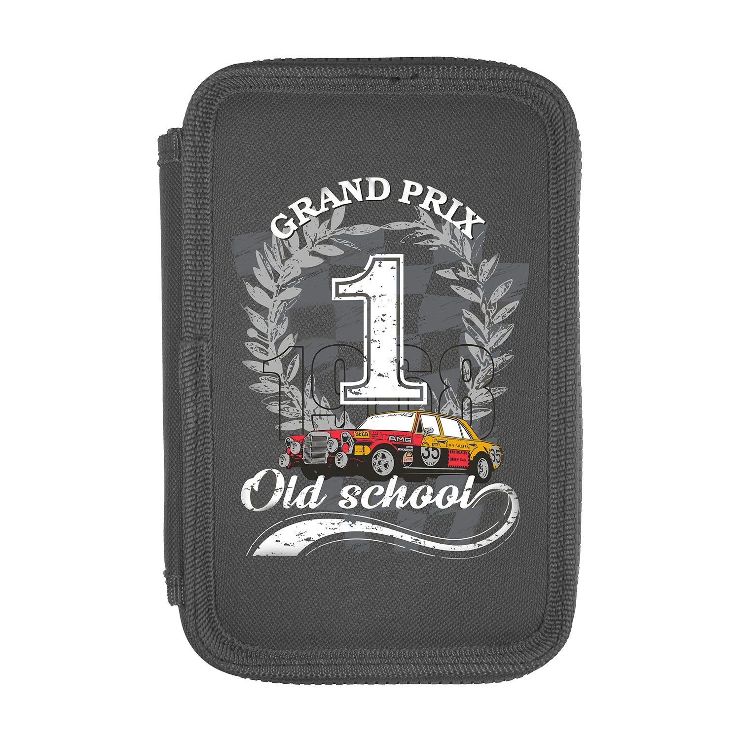 ПЕНАЛ НА МОЛНИИ ТЕМНО-СЕРЫЙ "GRAND PRIX", ОДНО ОТДЕЛЕНИЕ, 200 х 130ММ