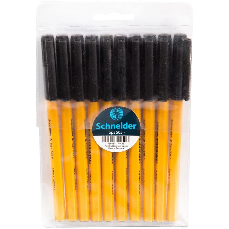 Набор шариковых ручек Schneider "Tops 505 F" 10шт., черные, 0,8мм,