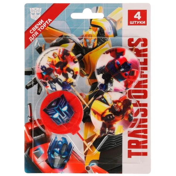 Свечи для торта Со стикером на шпажках Трансформеры 4 шт, блистер ЧУДО ПРАЗДНИК