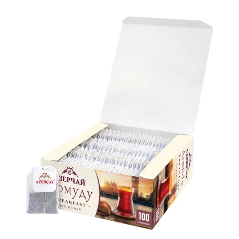 Чай АЗЕРЧАЙ "Армуду Breakfast" черный, 100 пакетиков с ярлычками по Чай АЗЕРЧАЙ "Армуду Breakfast" черный, 100 пакетиков с ярлычками по