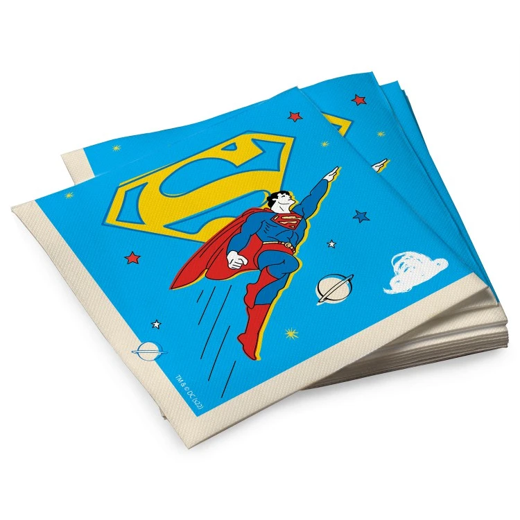 Superman. Салфетки бумажные трехслойные (желтый лого) 33*33 см, 20 шт Superman. Салфетки бумажные трехслойные (желтый лого) 33*33 см, 20 шт