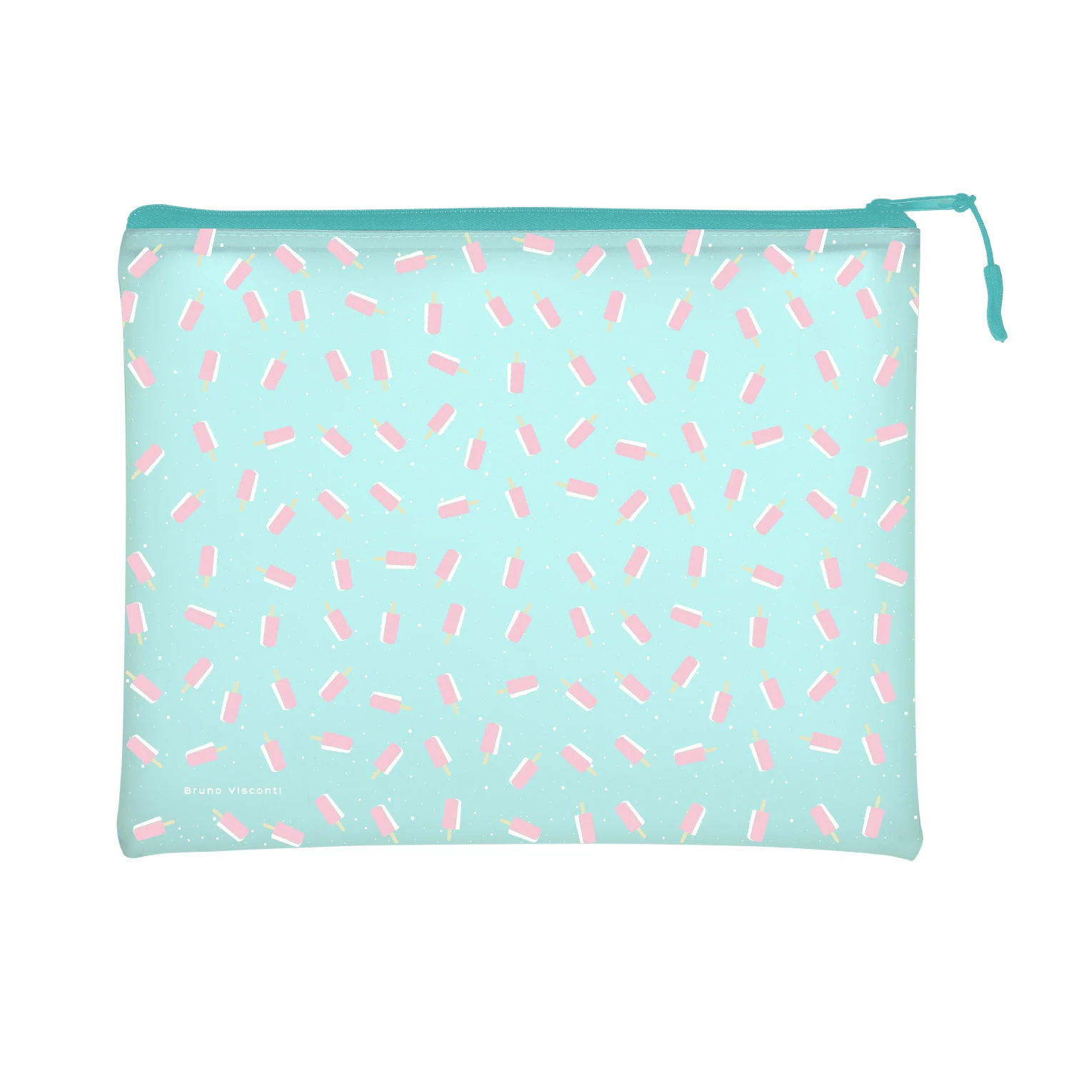 ПАПКА НА МОЛНИИ, "ICE CREAM MINT", СИЛИКОН, Ф.А5+. 26 х 20 СМ