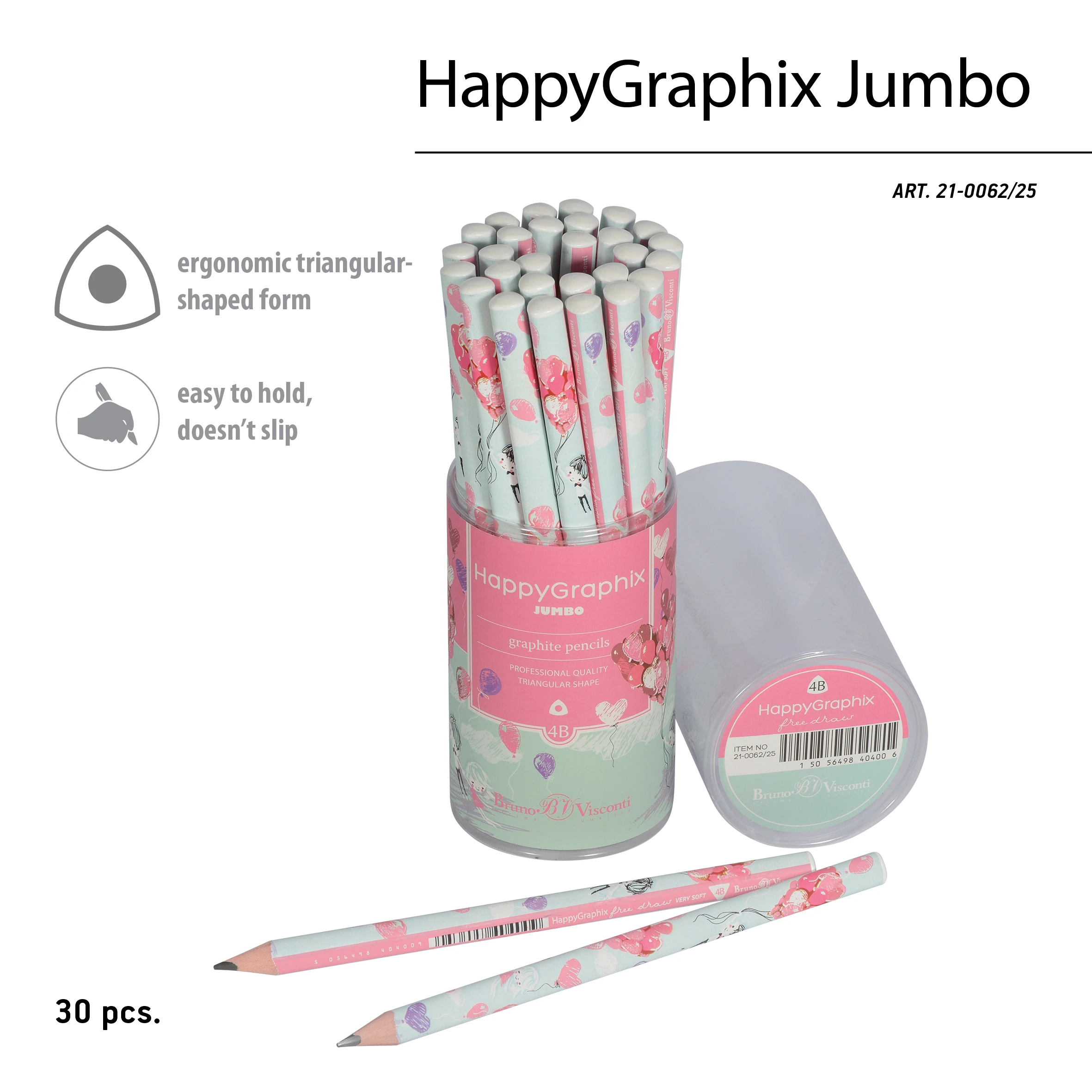 КАРАНДАШ ЧЕРНОГРАФИТОВЫЙ "HappyGraphix Jumbo. Романтика. Воздушные КАРАНДАШ ЧЕРНОГРАФИТОВЫЙ "HappyGraphix Jumbo. Романтика. Воздушные