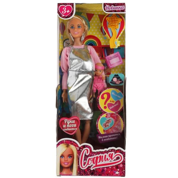 Кукла 29 см София берем, руки и ноги сгибаются, в комплекте малыш и расческа